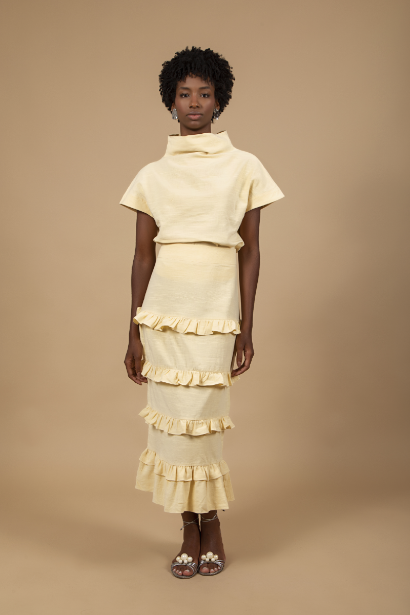 Saia Antonieta Amarela Clara