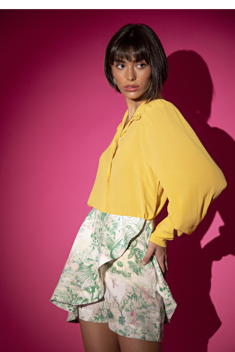 Short Saia Vitória-Régia Estampa Lenda da Vitória-Régia