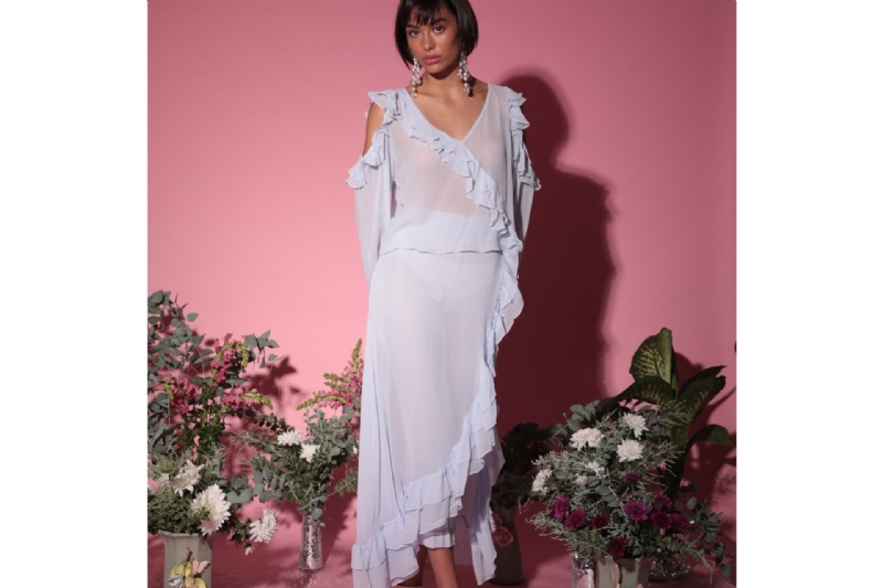 Blusa Cacau em Seda Azul Claro