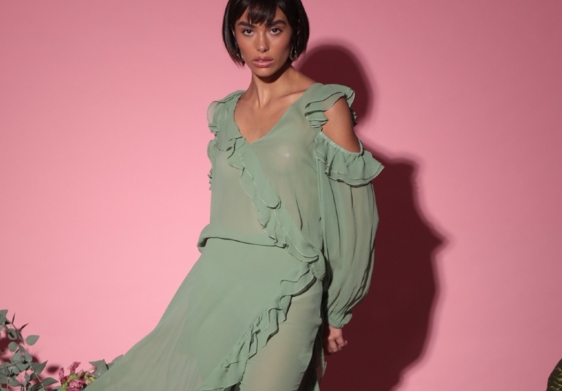 Blusa Cacau em Seda Verde Claro