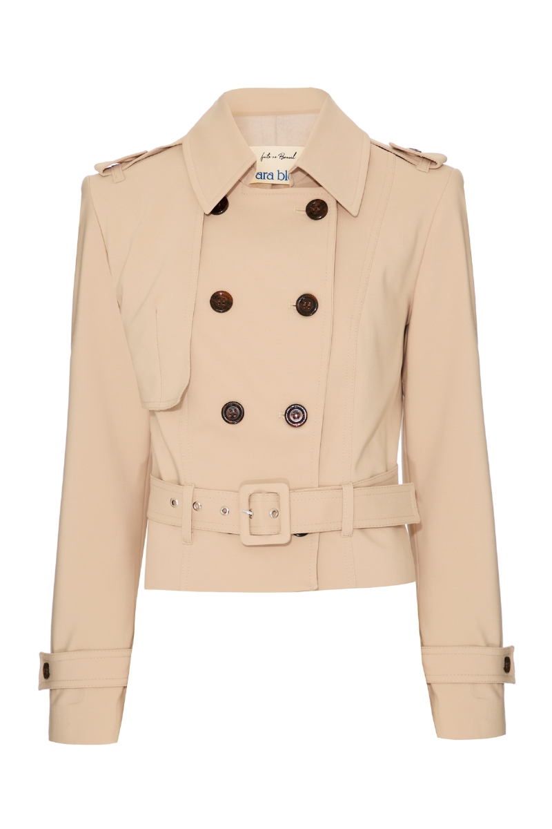 Casaco Trench Coat Curto Bege