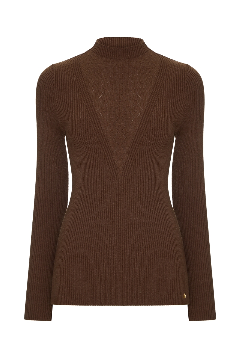 Blusa de Tricot Ternura Marrom